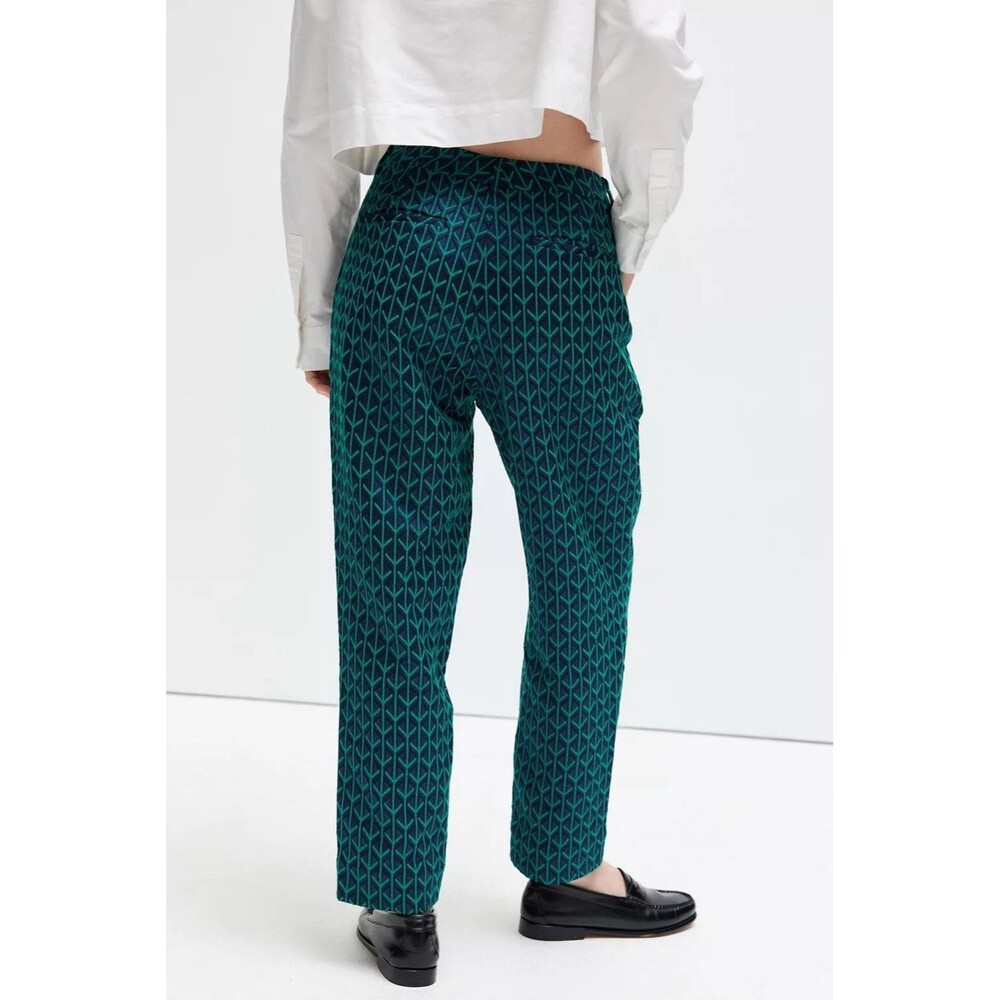 WILDFANG Women’s Slim Pant Green Multi Size 8 Empower Jacquard NWOT - Picture 2 of 16